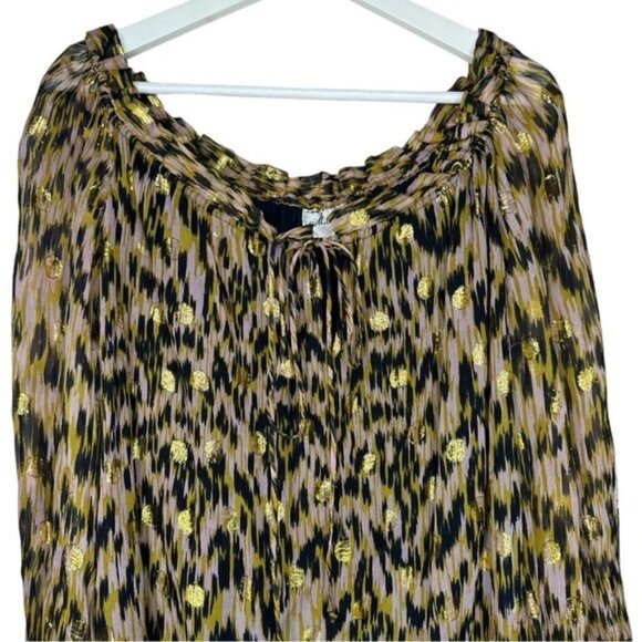 Milly of New York Printed Golden Polkadot Long Sleeve Blouse - Picture 2 of 10